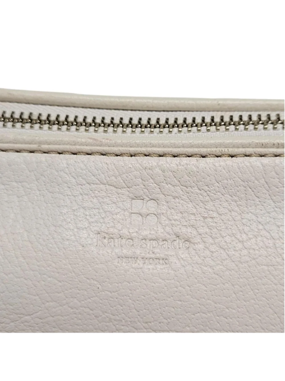 Kate Spade New York Pebbled Leather Baguette Bag in White